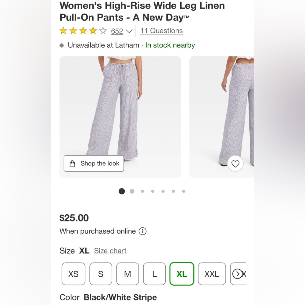 Women’s Target wide-leg high rise pull on linen pants